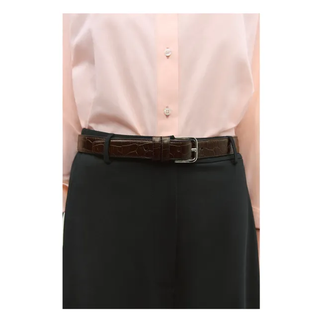 Ceinture Classic Cuir Effet Crocodile | Marron