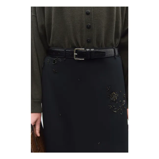 Ceinture Classic Cuir Effet Crocodile | Noir