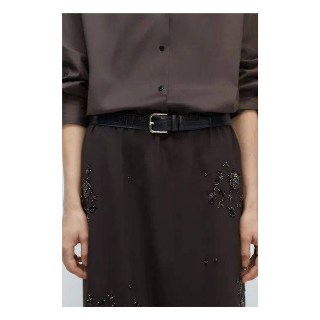 Ceinture Classic Cuir Effet Crocodile | Noir