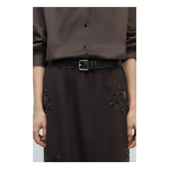 Classic Crocodile Effect Leather Belt | Black