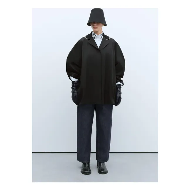 Chaqueta con cuello de ganchillo | Negro