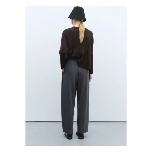 Virgin Wool Pearl Tailoring Trousers | Grey