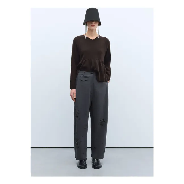 Pantalon Tailoring Perles Laine Vierge | Gris