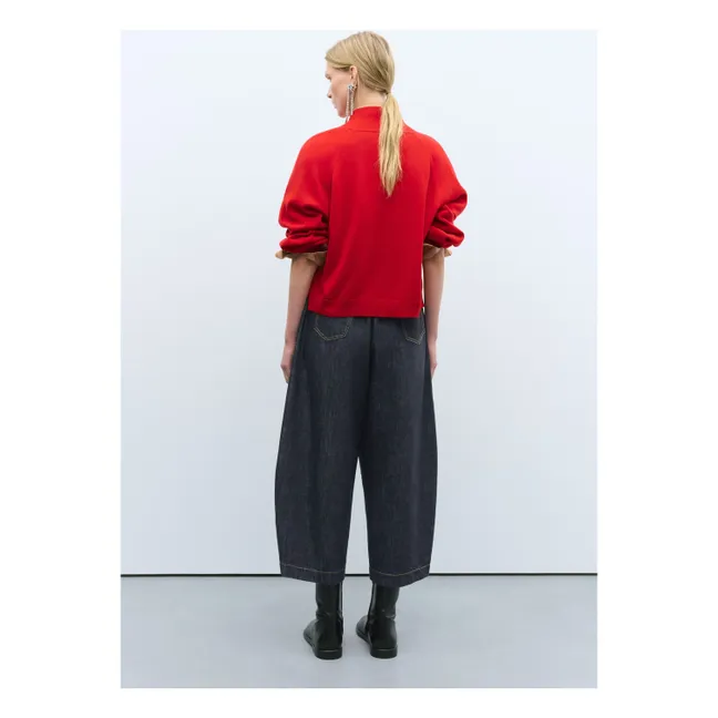 Extra Fine Merino Wool Cardigan | Red