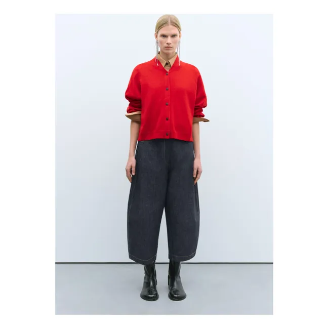 Extra Fine Merino Wool Cardigan | Red