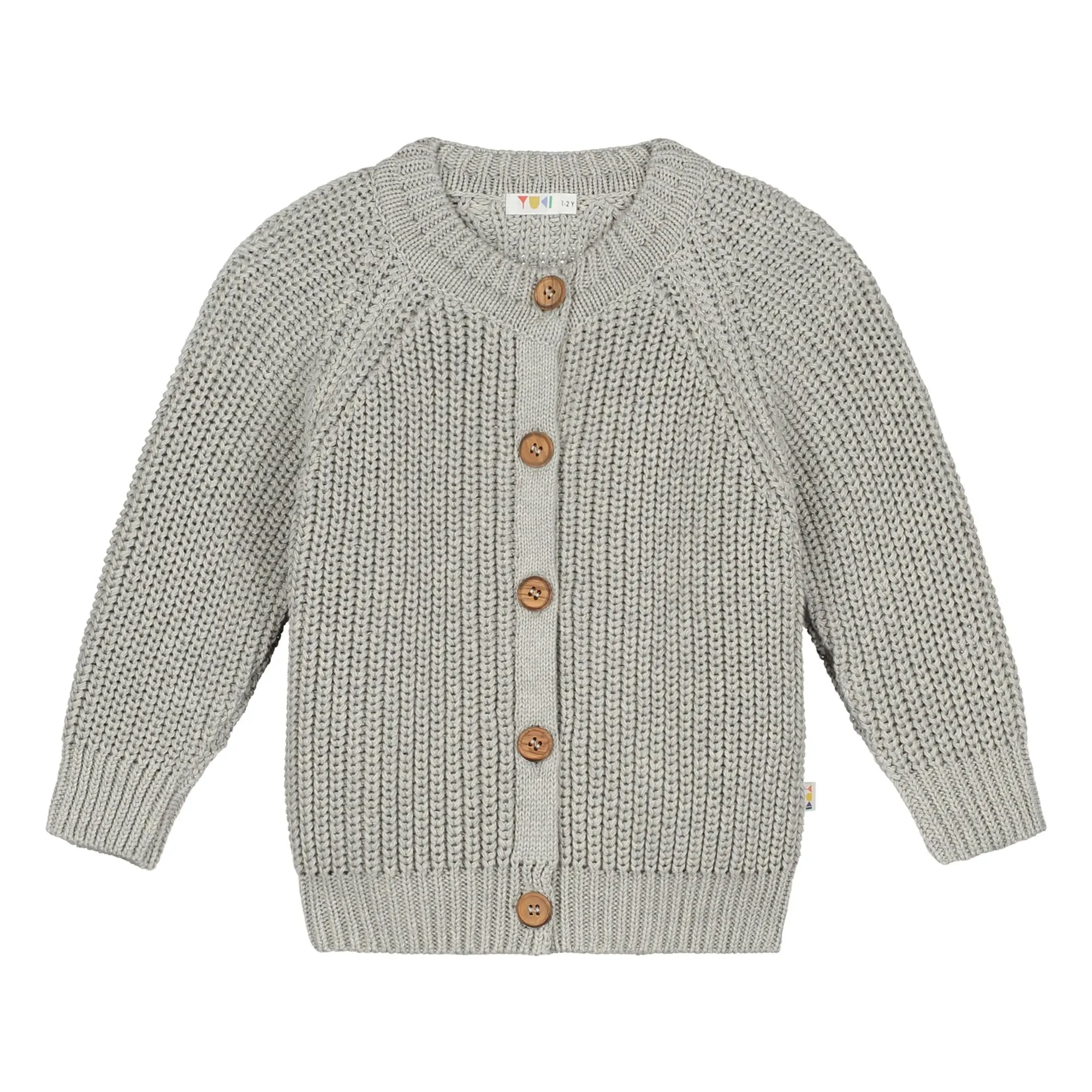 Yuki Unisex Grey Organic Cotton Raglan Cardigan