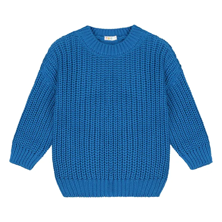 Jersey grueso de algodón orgánico | Azul Rey- Imagen del producto n°0