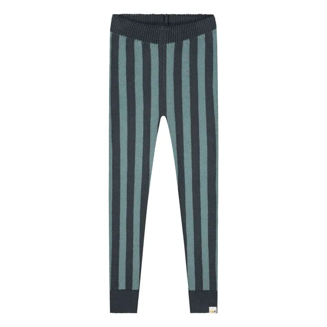 Legging Rayures Coton Bio | Bleu gris