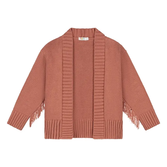 Chaqueta de algodón orgánico con flecos | Terracotta