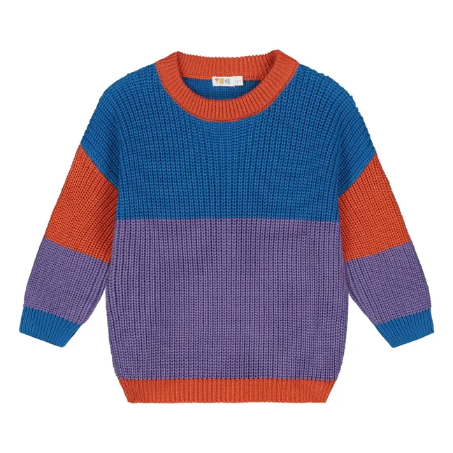 Pull Color Block Coton Bio | Corail