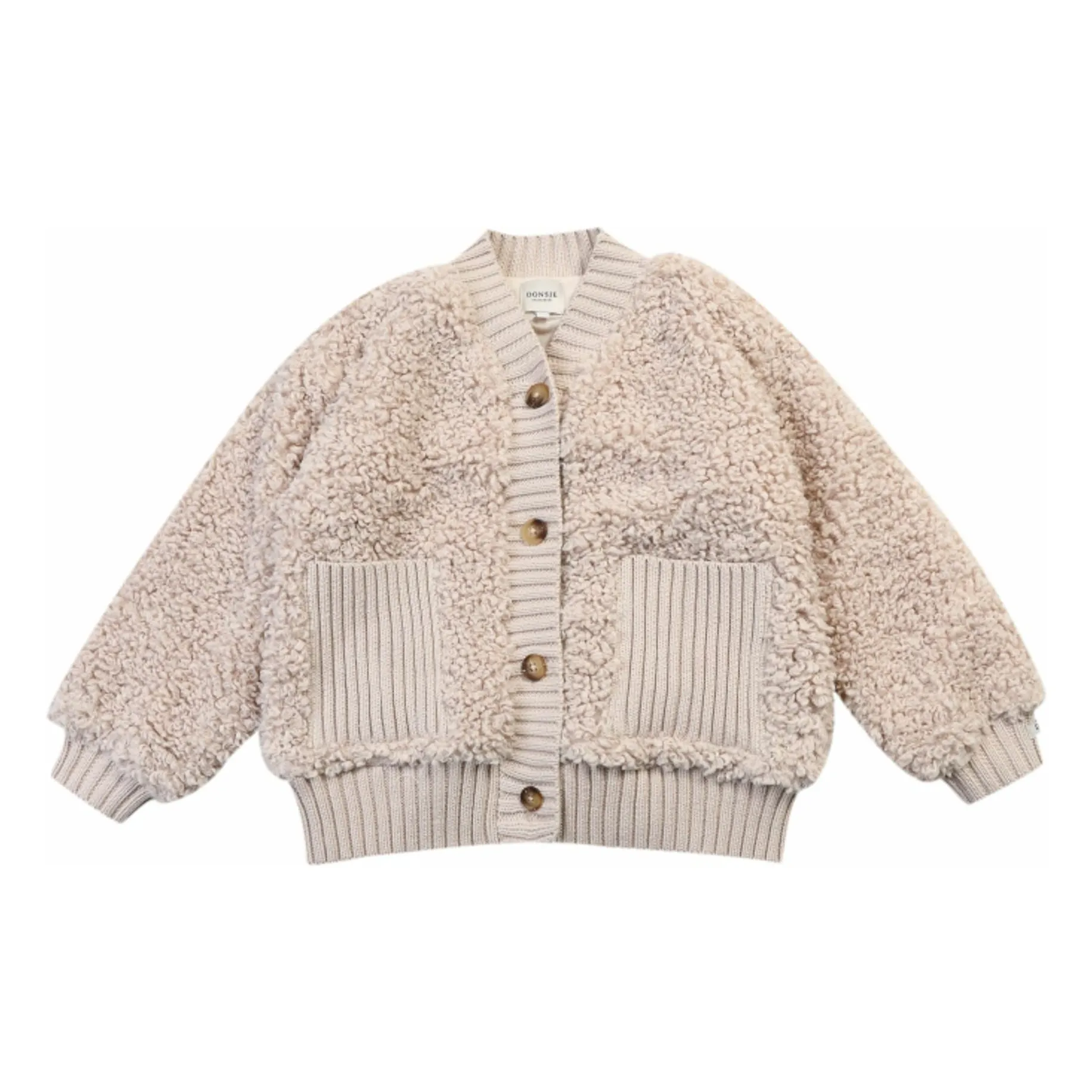 Donsje Taupe Brown Cardigan Fourré Olaan