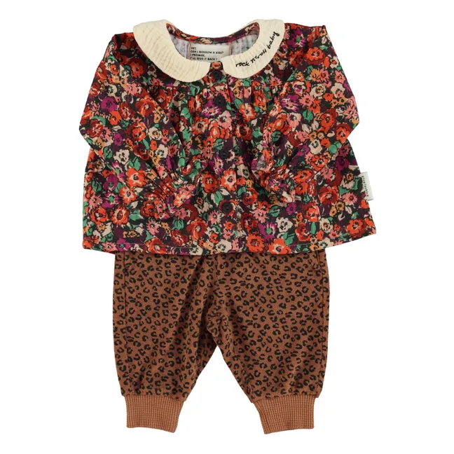 Blouse Col Claudine Fleurie | Noir