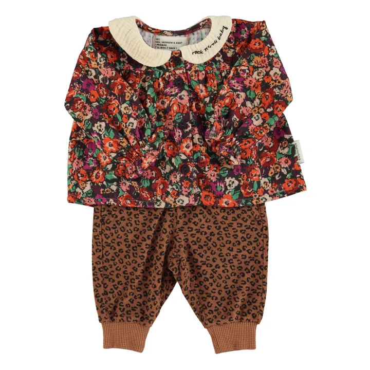 Blusa Floral Cuello Claudina | Negro- Imagen del producto n°6