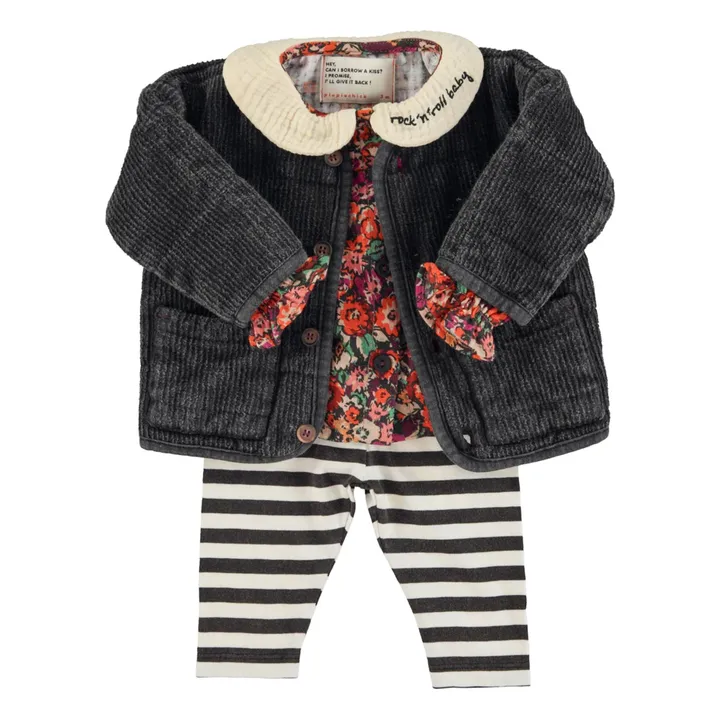 Blusa Floral Cuello Claudina | Negro- Imagen del producto n°5