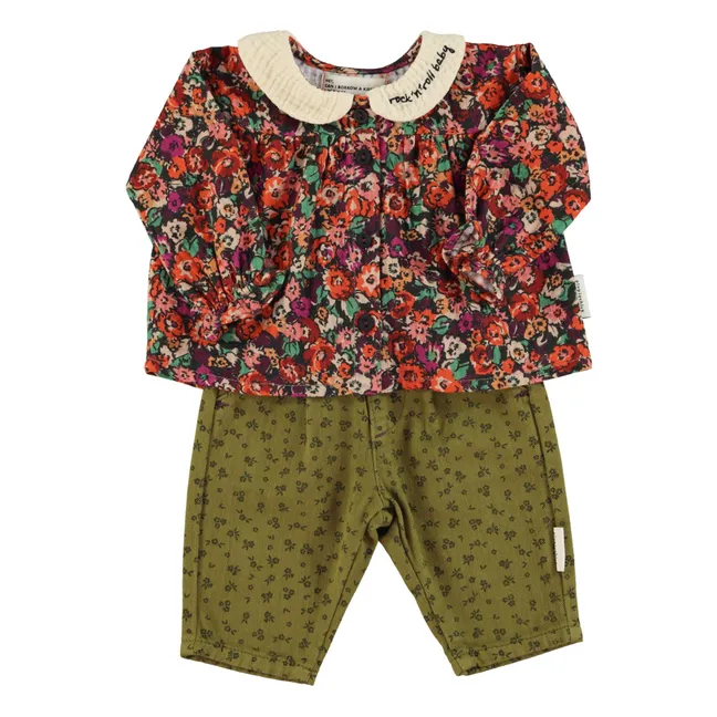 Blouse Col Claudine Fleurie | Noir