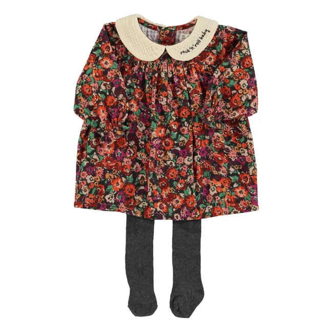 Robe Col Claudine Fleurie | Noir
