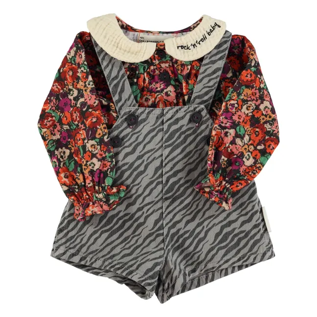 Blouse Col Claudine Fleurie | Noir