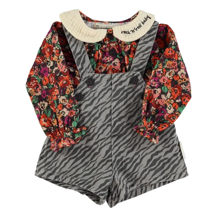 Blusa Floral Cuello Claudina | Negro- Imagen del producto n°9
