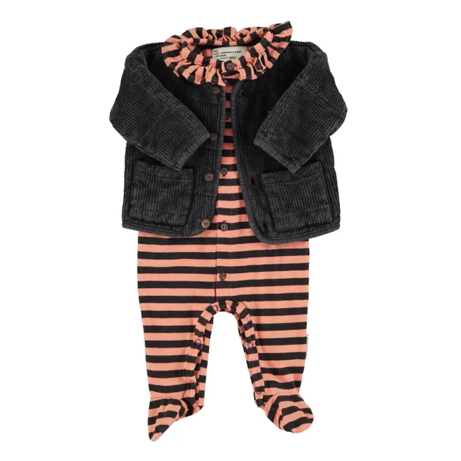 Organic Cotton Ribbed Quilted Jacket | Black