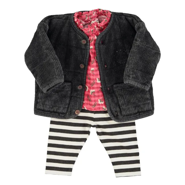 Organic Cotton Ribbed Quilted Jacket | Black
