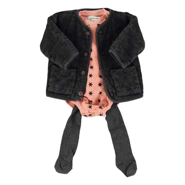 Veste Matelassée Côtelée Coton Bio | Noir
