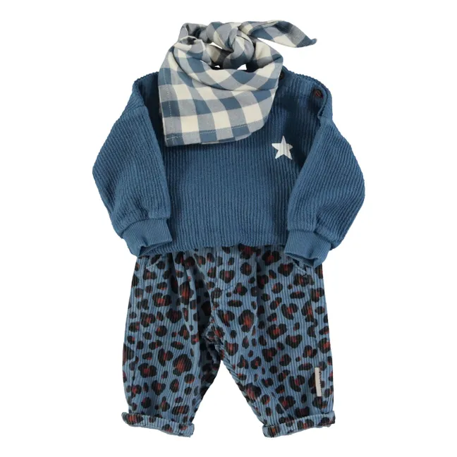 Sweat Côtelé Piupiuchick Coton Bio | Bleu pétrole
