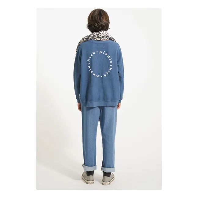 Sweat Côtelé Piupiuchick Coton Bio | Bleu pétrole
