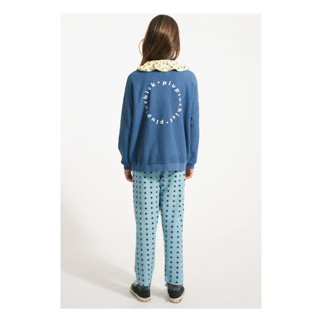 Sweat Côtelé Piupiuchick Coton Bio | Bleu pétrole
