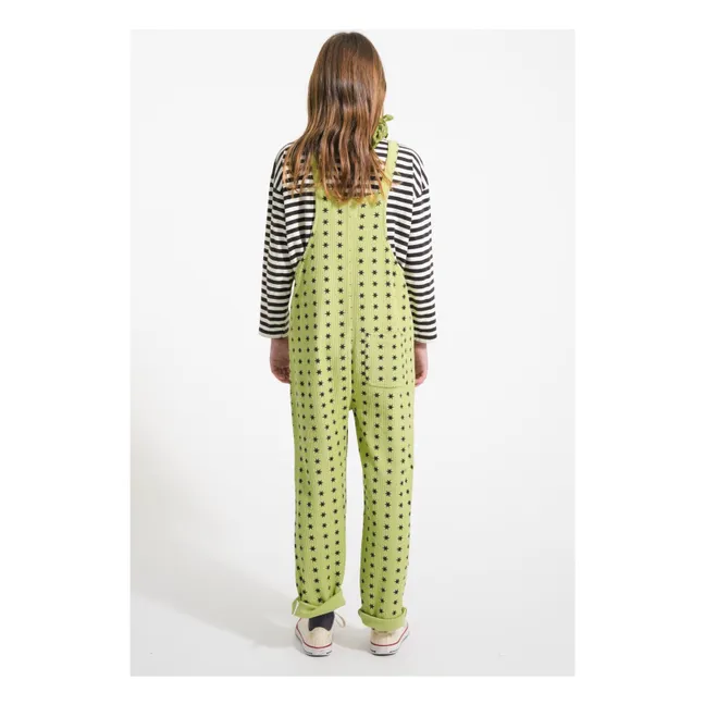 Ribbed Organic Cotton Star Dungarees | Green