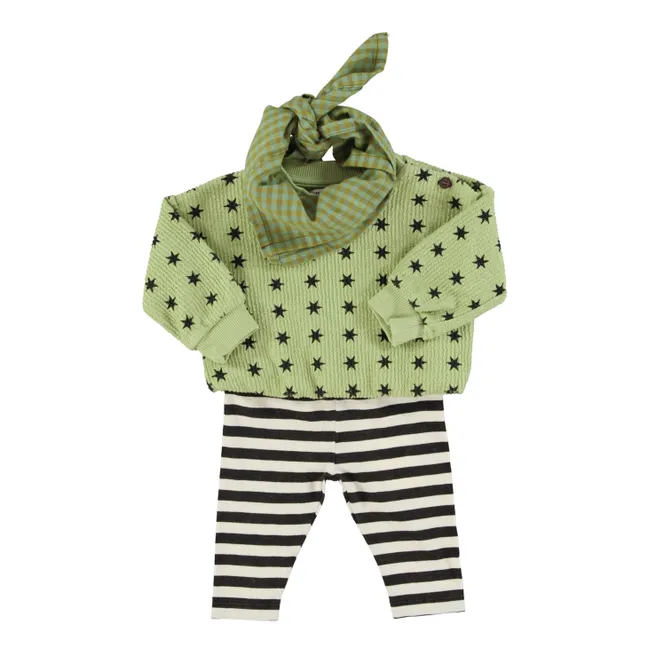 Sweat Côtelé Etoiles Coton Bio | Vert