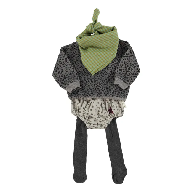 Sudadera de felpa de algodón orgánico con leopardo | Gris