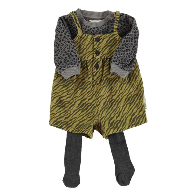 Sudadera de felpa de algodón orgánico con leopardo | Gris