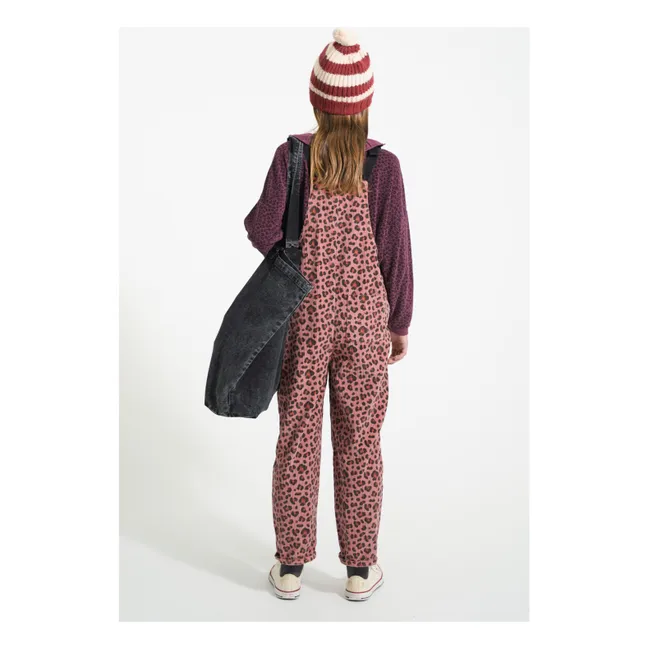 Sudadera con cuello fruncido de algodón orgánico leopardo | Berenjena