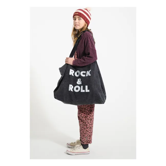 Sudadera con cuello fruncido de algodón orgánico leopardo | Berenjena