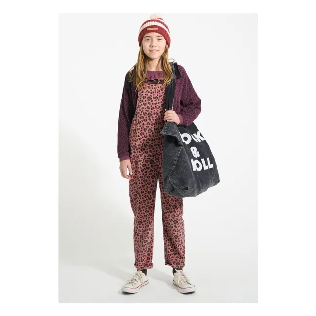 Sudadera con cuello fruncido de algodón orgánico leopardo | Berenjena