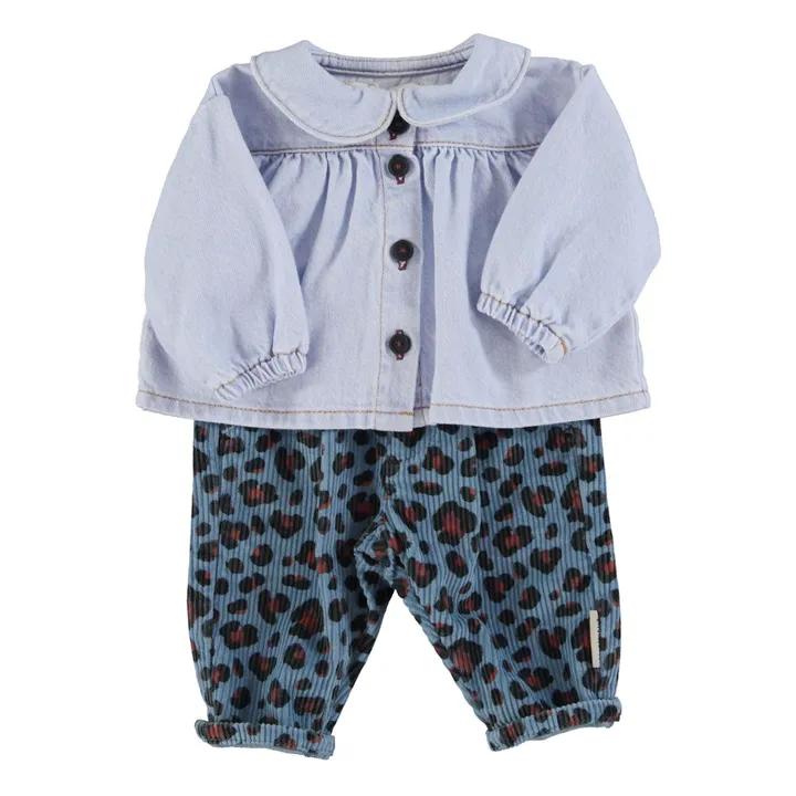 Blouse en Jean Col Claudine | Bleu Clair- Image produit n°6