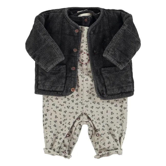 Mono floral para bebé | Gris Claro