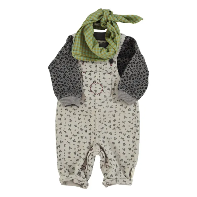 Salopette Fleurie Bébé | Gris clair