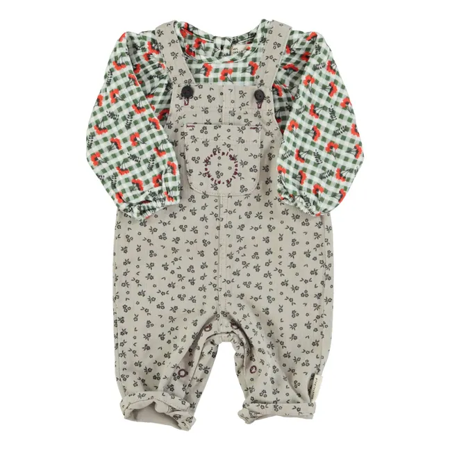 Salopette Fleurie Bébé | Gris clair