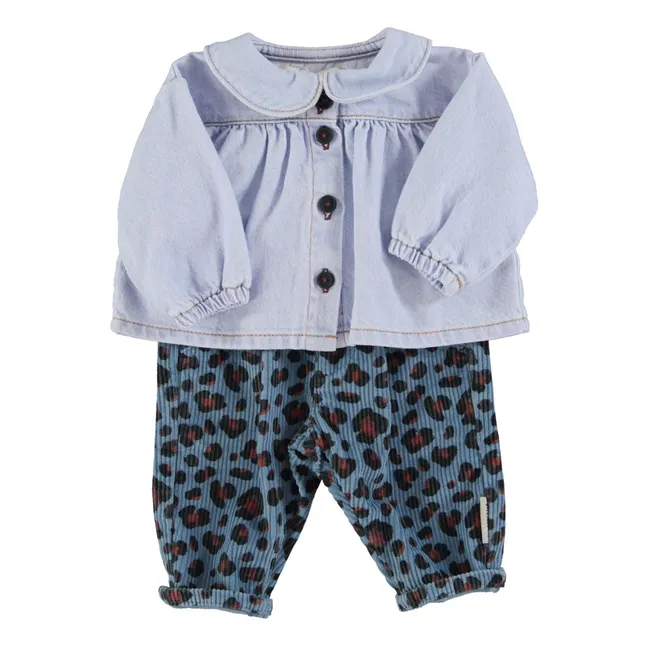 Pantalon Léopard Velours Côtelé | Bleu