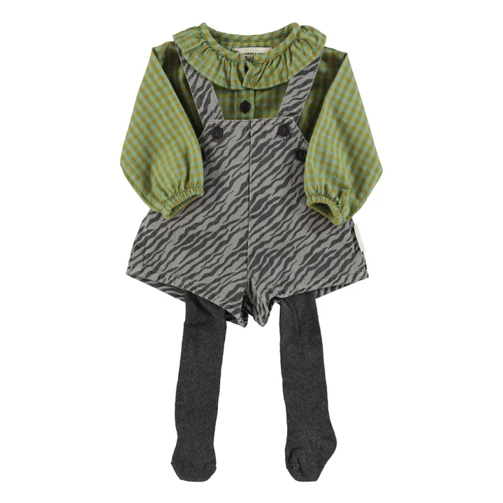 Blouse Col Carreaux Coton Bio | Vert- Image produit n°7