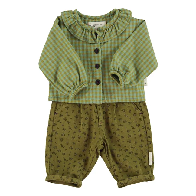 Blouse Col Carreaux Coton Bio | Vert