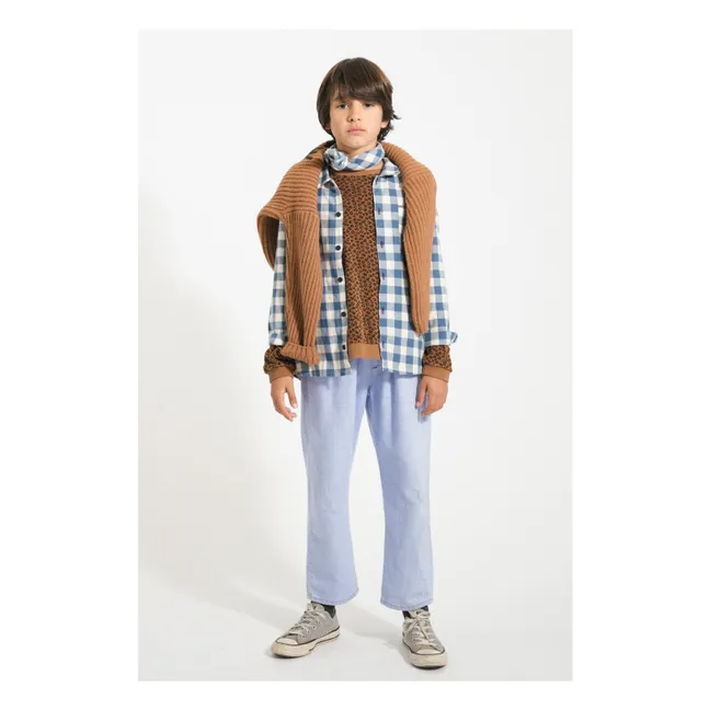 Bandana a scacchi in cotone biologico | Blu