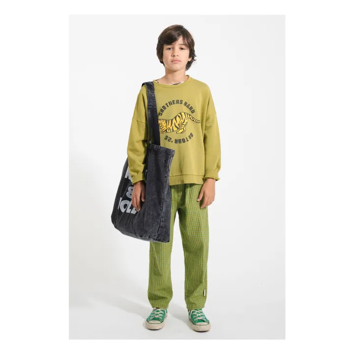 Pantalón a cuadros de algodón orgánico | Verde- Imagen del producto n°5