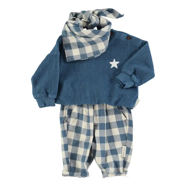 Pantalón a cuadros de algodón orgánico | Azul- Imagen del producto n°5