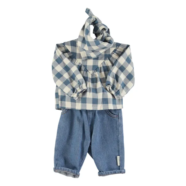 Blouse Carreaux Coton Bio | Bleu