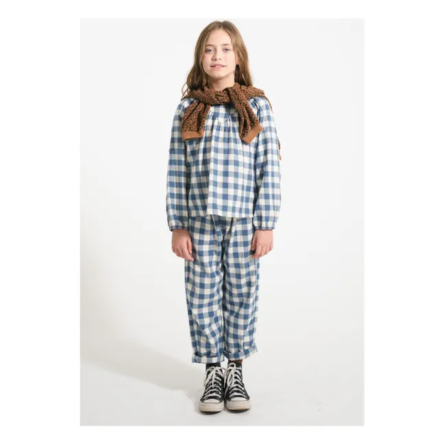 Blouse Carreaux Coton Bio | Bleu