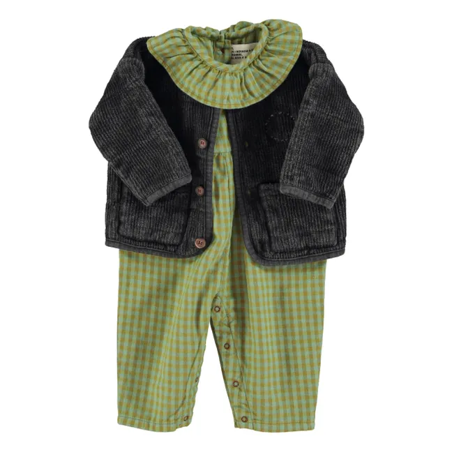 Combinaison Col Carreaux Coton Bio | Vert