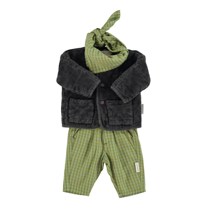 Pantalón a cuadros de algodón orgánico | Verde- Imagen del producto n°7