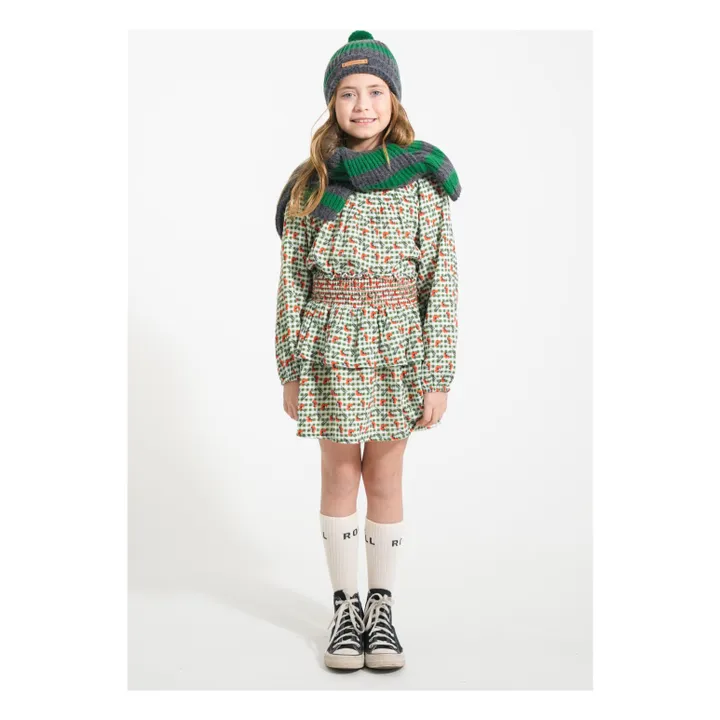 Blouse Carreaux Fleurs | Vert- Image produit n°1